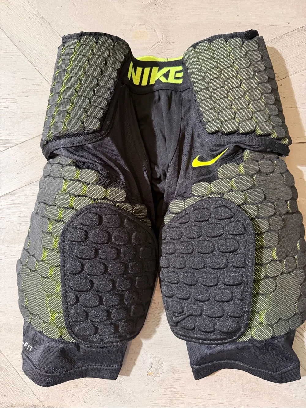 Nike Pro Combat Kids Padded Compression Shorts Black and Neon Yellow Size small